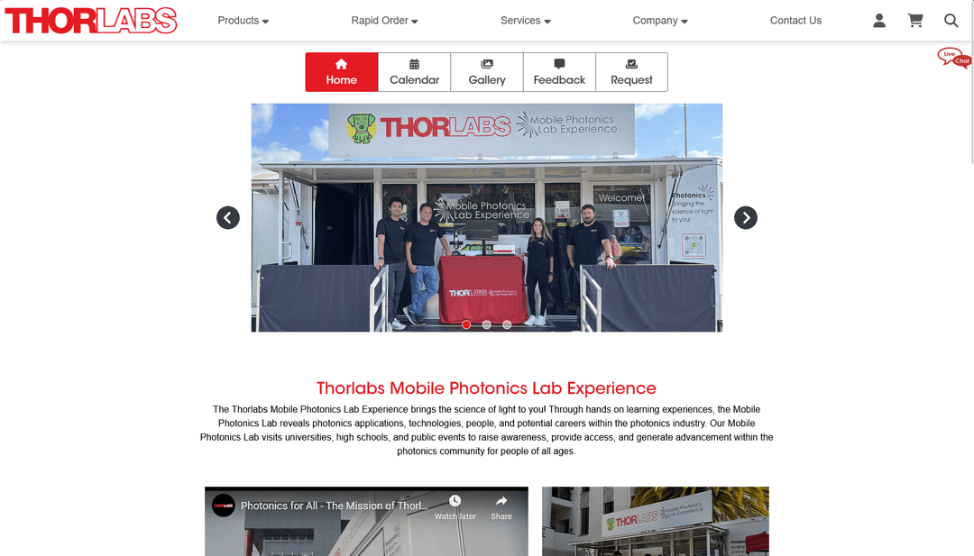 Thorlabs Website Preview